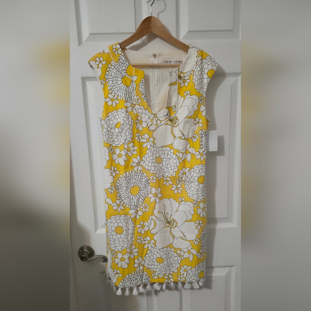 Trina Turk Yellow and White Floral Midi Dress, Sunshine, 8